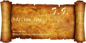 Tálos Ida névjegykártya